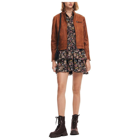 Desigual Brown Polyester Jackets & Coat Desigual