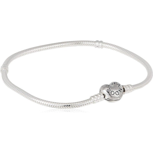 PANDORA JEWELS Mod. HEART CLASP SNAKE CHAIN BRACELET - Size 23 ***SPECIAL PRICE**** DESIGNER FASHION JEWELLERY PANDORA