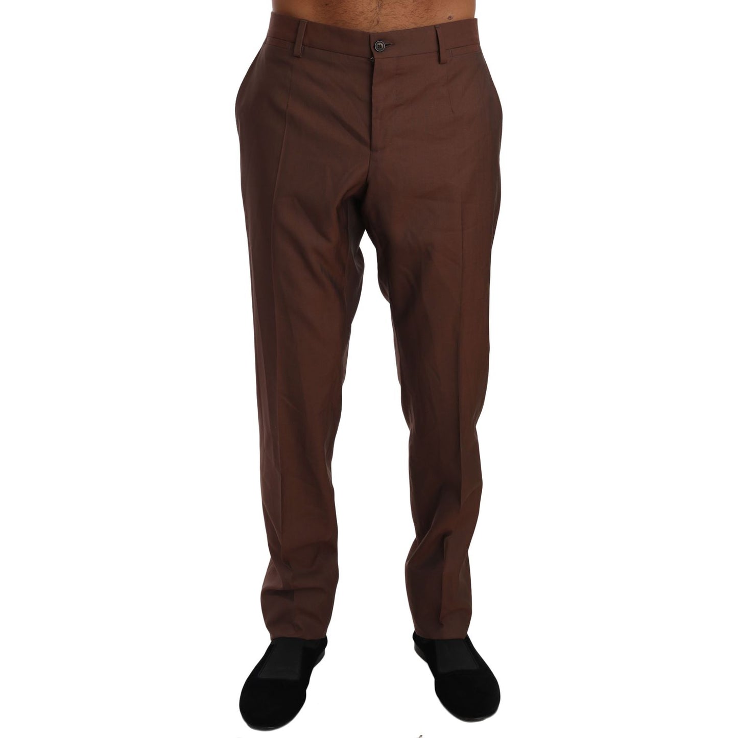 Dolce & Gabbana Elegant Brown Wool-Silk Formal Pants Dolce & Gabbana