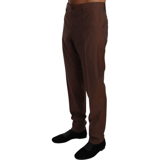 Dolce & Gabbana Elegant Brown Wool-Silk Formal Pants Dolce & Gabbana