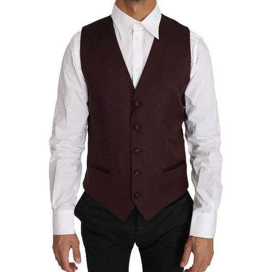 Dolce & Gabbana Elegant Purple Patterned Men's Formal Vest Dolce & Gabbana