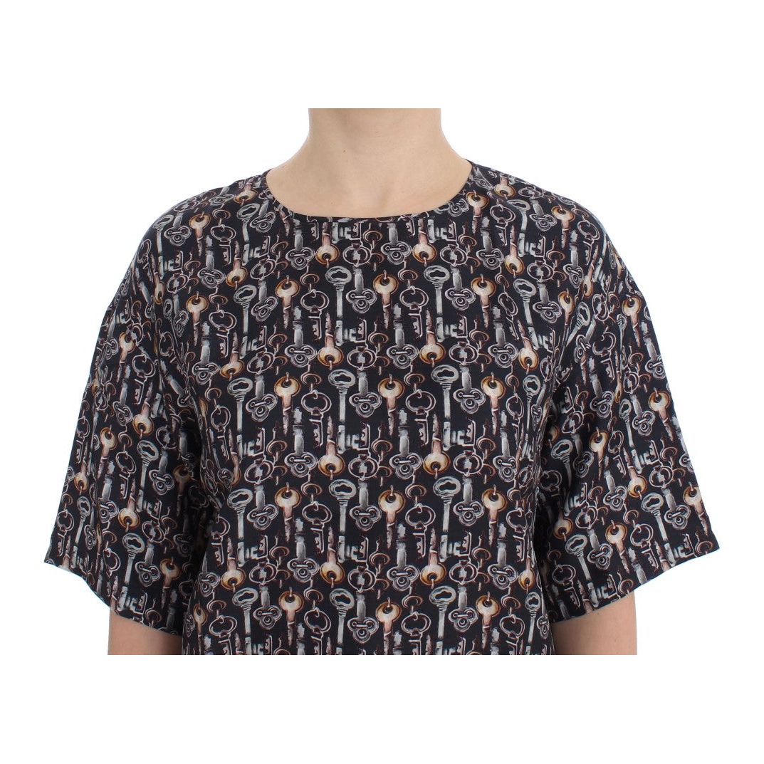 Dolce & Gabbana Enchanted Sicily Silk Blouse with Key Print Dolce & Gabbana