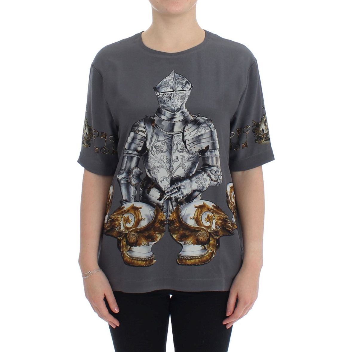 Dolce & Gabbana Enchanted Sicily Silk Blouse with Knight Print Dolce & Gabbana