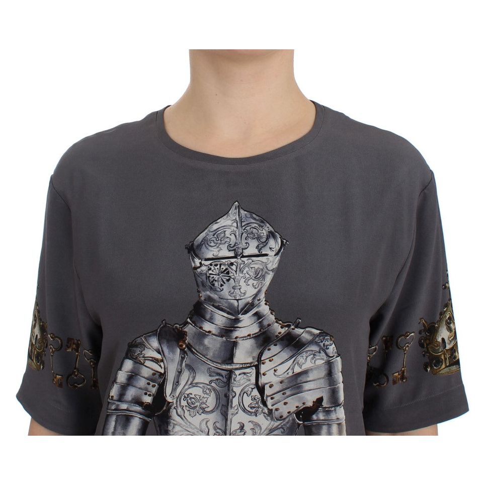 Dolce & Gabbana Enchanted Sicily Silk Blouse with Knight Print Dolce & Gabbana