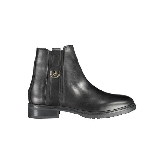 Tommy Hilfiger Black Leather Women Boot Tommy Hilfiger