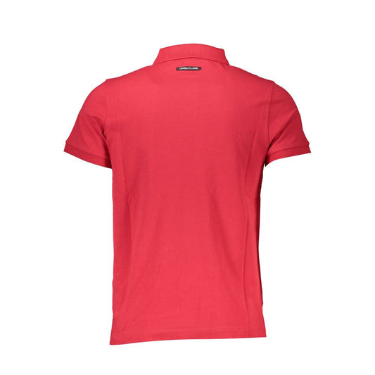 Cavalli Class Red Cotton Men Polo Shirt Cavalli Class