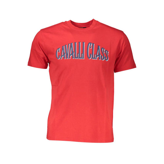 Cavalli Class Red Cotton Men T-Shirt Cavalli Class