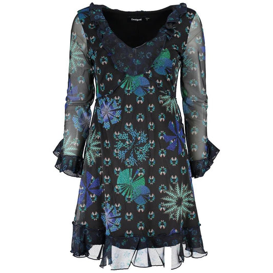 Desigual Chic Contrast Detail V-Neck Dress Desigual