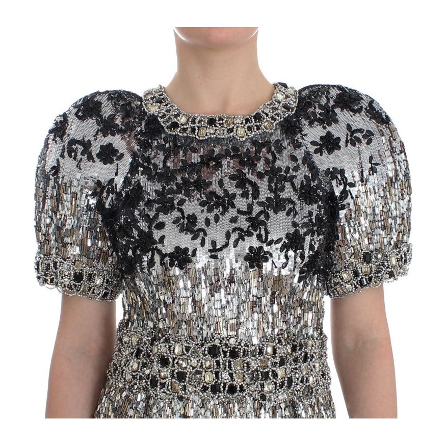 Dolce & Gabbana Silver Crystal Embellished Shift Dress Masterpiece Dolce & Gabbana