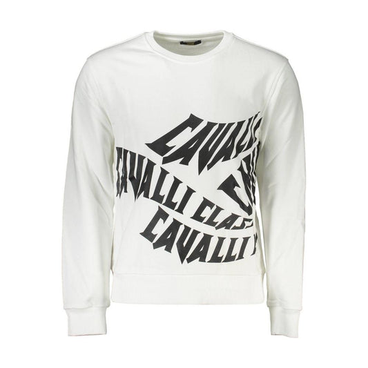 Cavalli Class White Cotton Men Sweater Cavalli Class