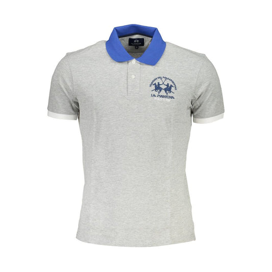 La Martina Gray Cotton Men Polo Shirt La Martina