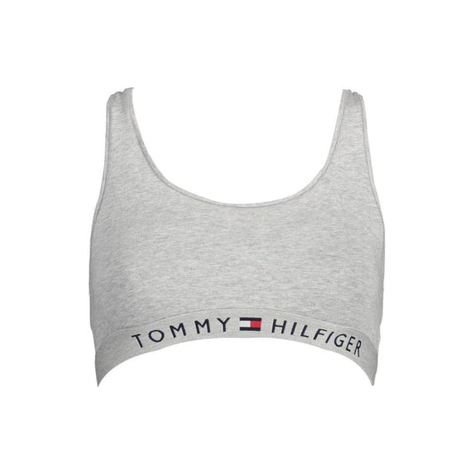 Tommy Hilfiger Gray Cotton Women Sports Bra Tommy Hilfiger