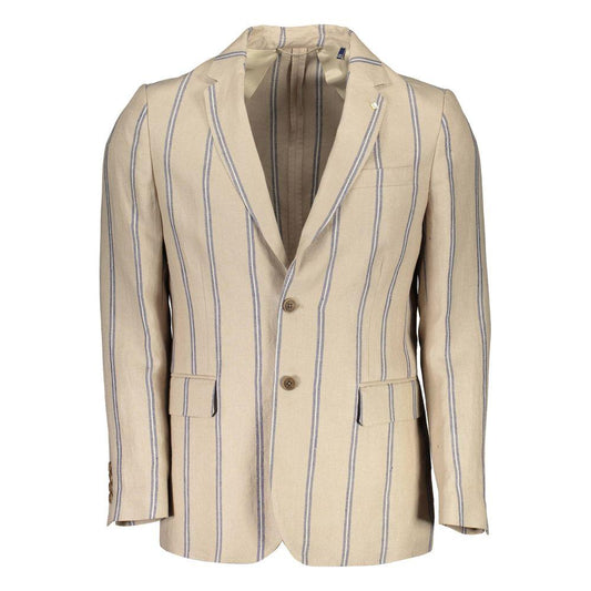 Gant Beige Linen Men Jacket Gant