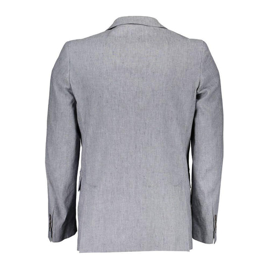 Gant Gray Linen Men Jacket Gant