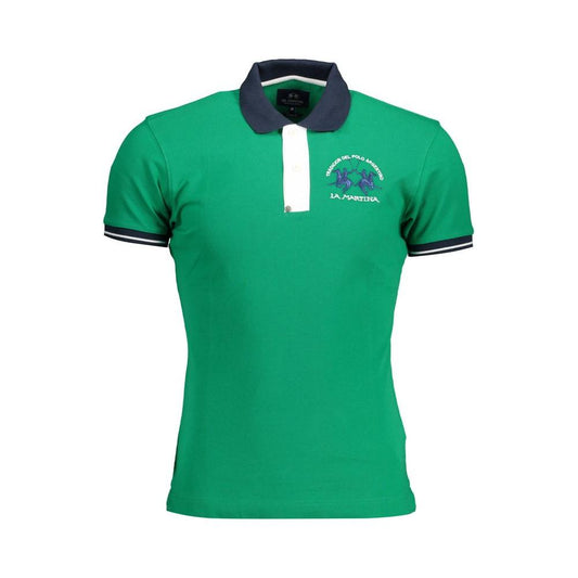 La Martina Green Cotton Men Polo Shirt