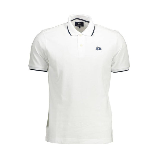 La Martina White Cotton Men Polo Shirt