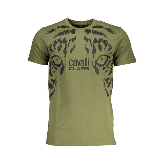 Cavalli Class Green Cotton T-Shirt