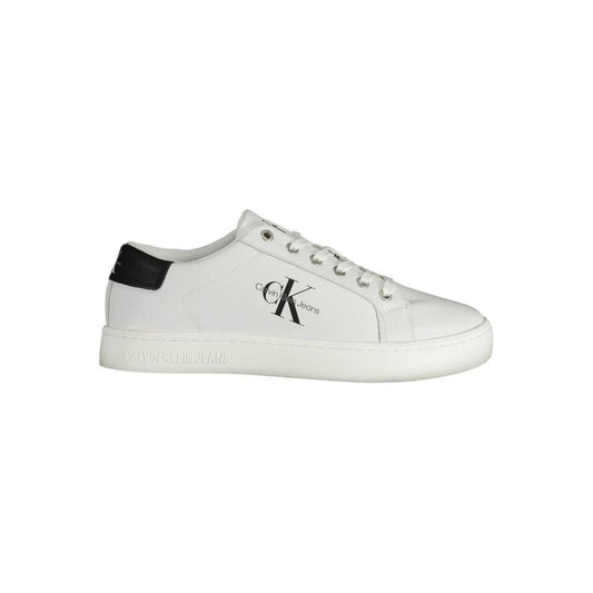 Calvin Klein Sleek White Lace-Up Sneakers with Logo Detail