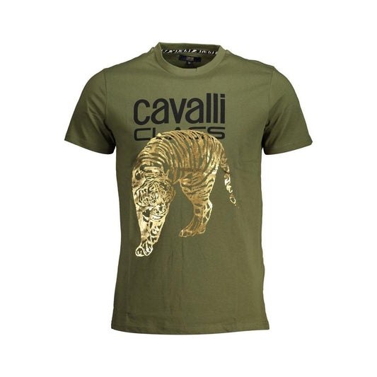 Cavalli Class Green Cotton T-Shirt