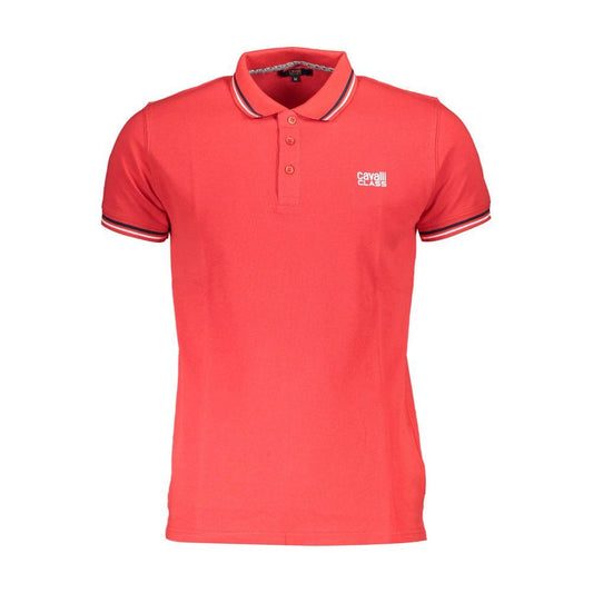 Cavalli Class Red Cotton Polo Shirt