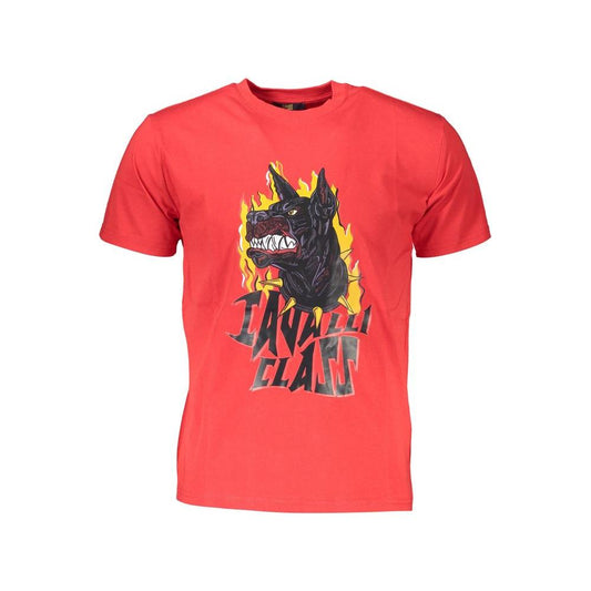 Cavalli Class Red Cotton Men T-Shirt Cavalli Class