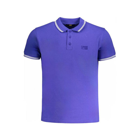 Cavalli Class Blue Cotton Polo Shirt Cavalli Class