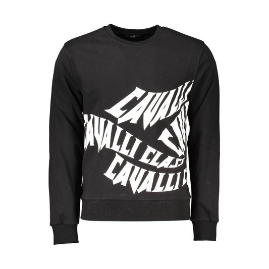 Cavalli Class Black Cotton Men Sweater Cavalli Class