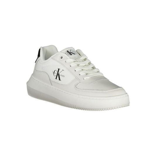 Calvin Klein Sleek White Lace-Up Sneakers with Contrast Details