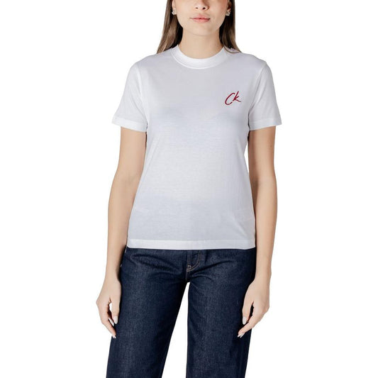 Calvin Klein Jeans White Cotton Rigenerato Tops & T-Shirt Calvin Klein Jeans