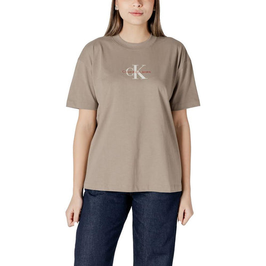 Calvin Klein Jeans Beige Cotton Tops & T-Shirt Calvin Klein Jeans