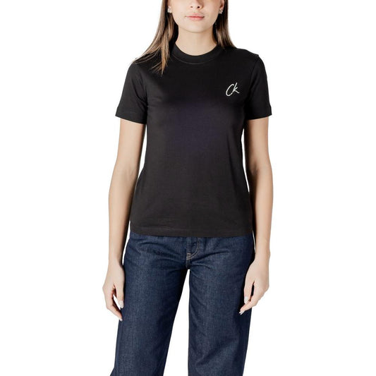 Calvin Klein Jeans Black Cotton Rigenerato Tops & T-Shirt Calvin Klein Jeans