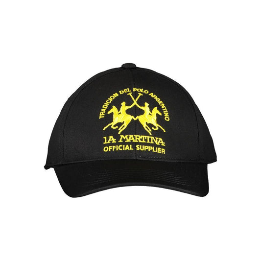 La Martina Black Cotton Men Cap La Martina