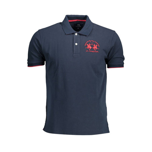 La Martina Blue Cotton Men Polo Shirt La Martina