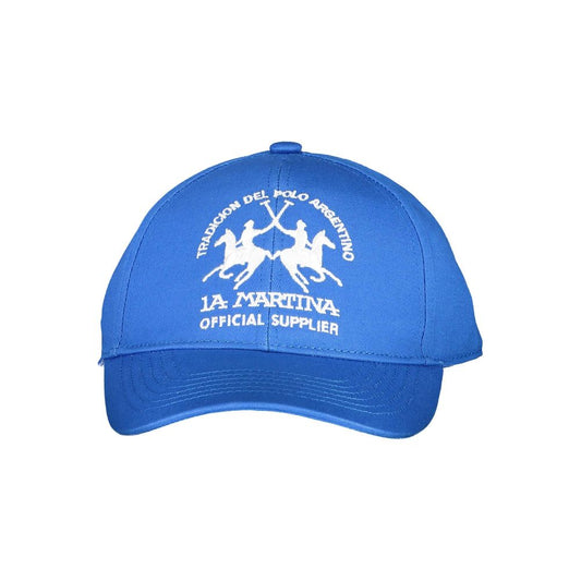 La Martina Blue Cotton Men Cap La Martina