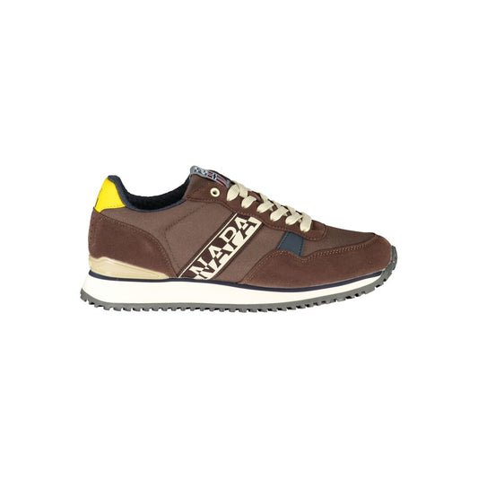 Napapijri Chic Brown Lace-up Sneakers with Contrast Detail Napapijri