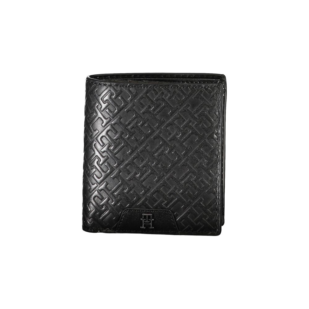 Tommy Hilfiger Sleek Black Leather Dual-Compartment Wallet Tommy Hilfiger