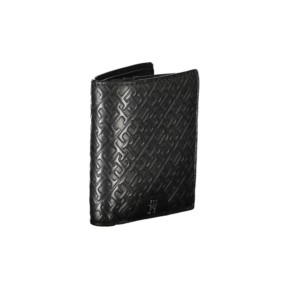 Tommy Hilfiger Sleek Black Leather Dual-Compartment Wallet Tommy Hilfiger