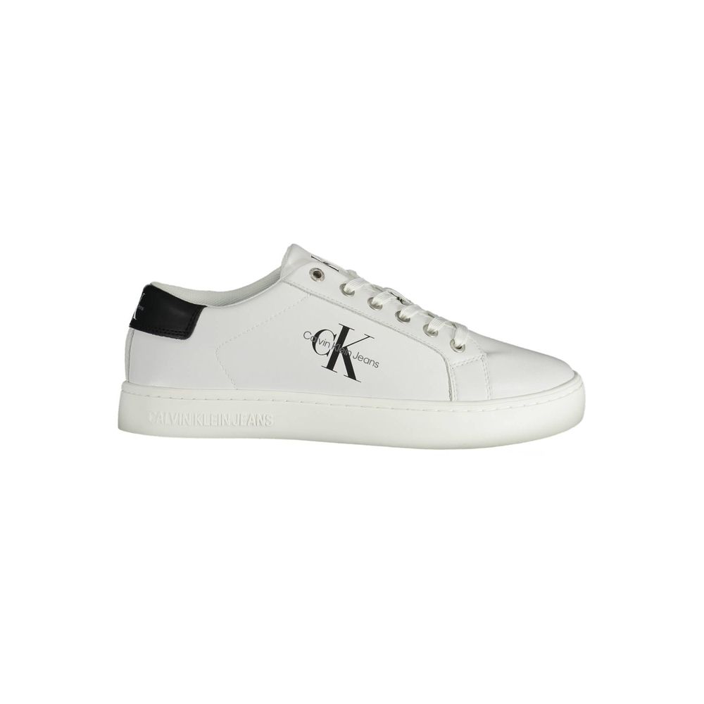 Calvin Klein Sleek White Lace-Up Sneakers with Logo Detail Calvin Klein