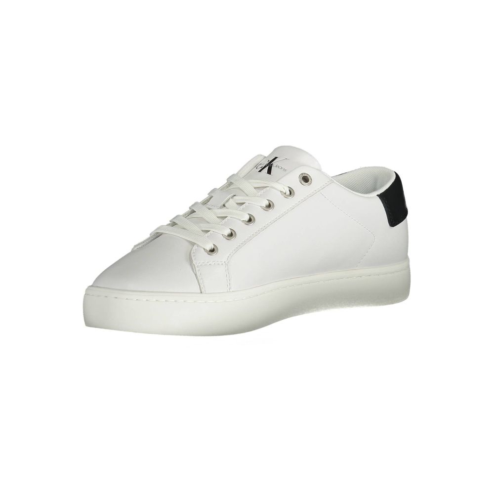 Calvin Klein Sleek White Lace-Up Sneakers with Logo Detail Calvin Klein