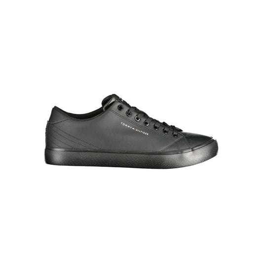 Tommy Hilfiger Black Leather Men Sneaker Tommy Hilfiger