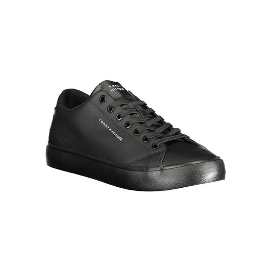 Tommy Hilfiger Black Leather Men Sneaker Tommy Hilfiger