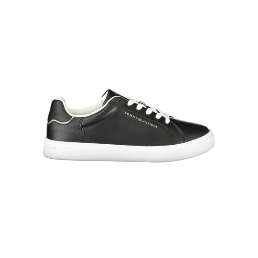 Tommy Hilfiger Black Leather Women Sneaker Tommy Hilfiger