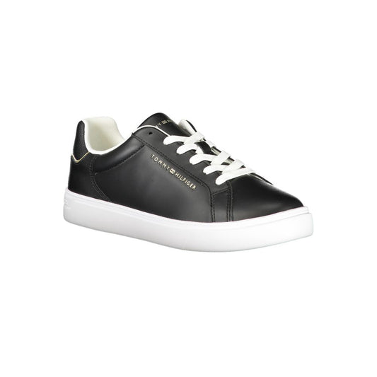 Tommy Hilfiger Black Leather Women Sneaker Tommy Hilfiger