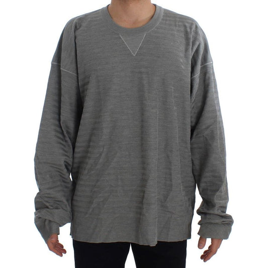 Dolce & Gabbana Elegant Gray Silk Crewneck Pullover Sweater Dolce & Gabbana