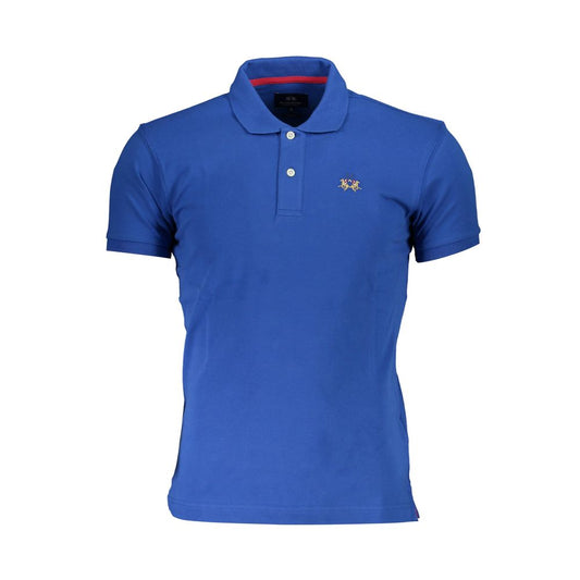 La Martina Blue Cotton Men Polo Shirt La Martina