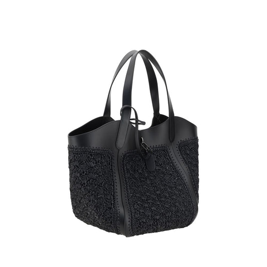 Giorgio Armani Leather and Raffia Shoulder Bag Giorgio Armani