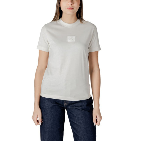 Calvin Klein Jeans Cream Cotton Tops & T-Shirt Calvin Klein Jeans