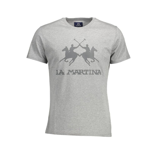 La Martina Gray Cotton Men T-Shirt La Martina