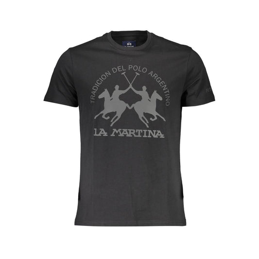 La Martina Black Cotton Men T-Shirt La Martina