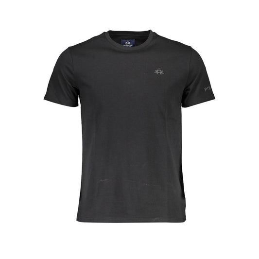 La Martina Black Cotton Men T-Shirt La Martina